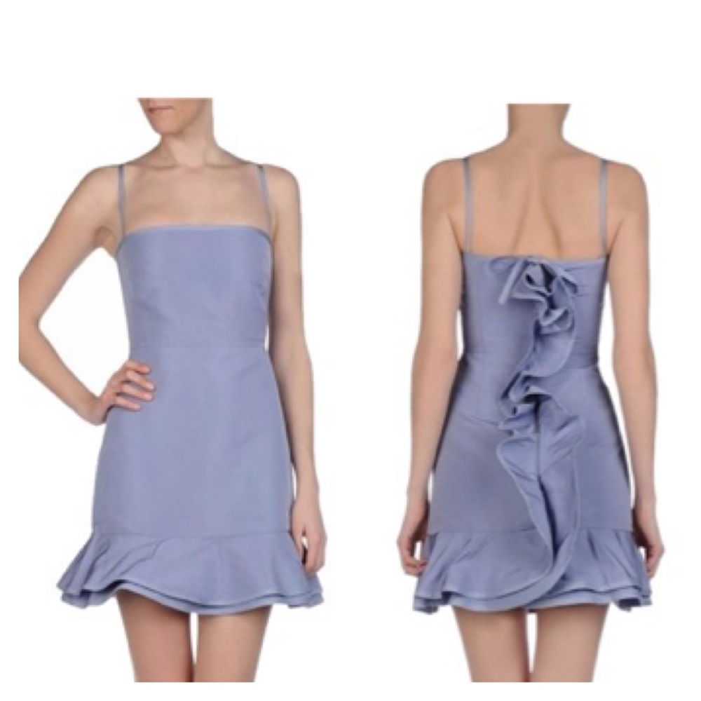 Red Valentino Lilac faille Back ruffled dress